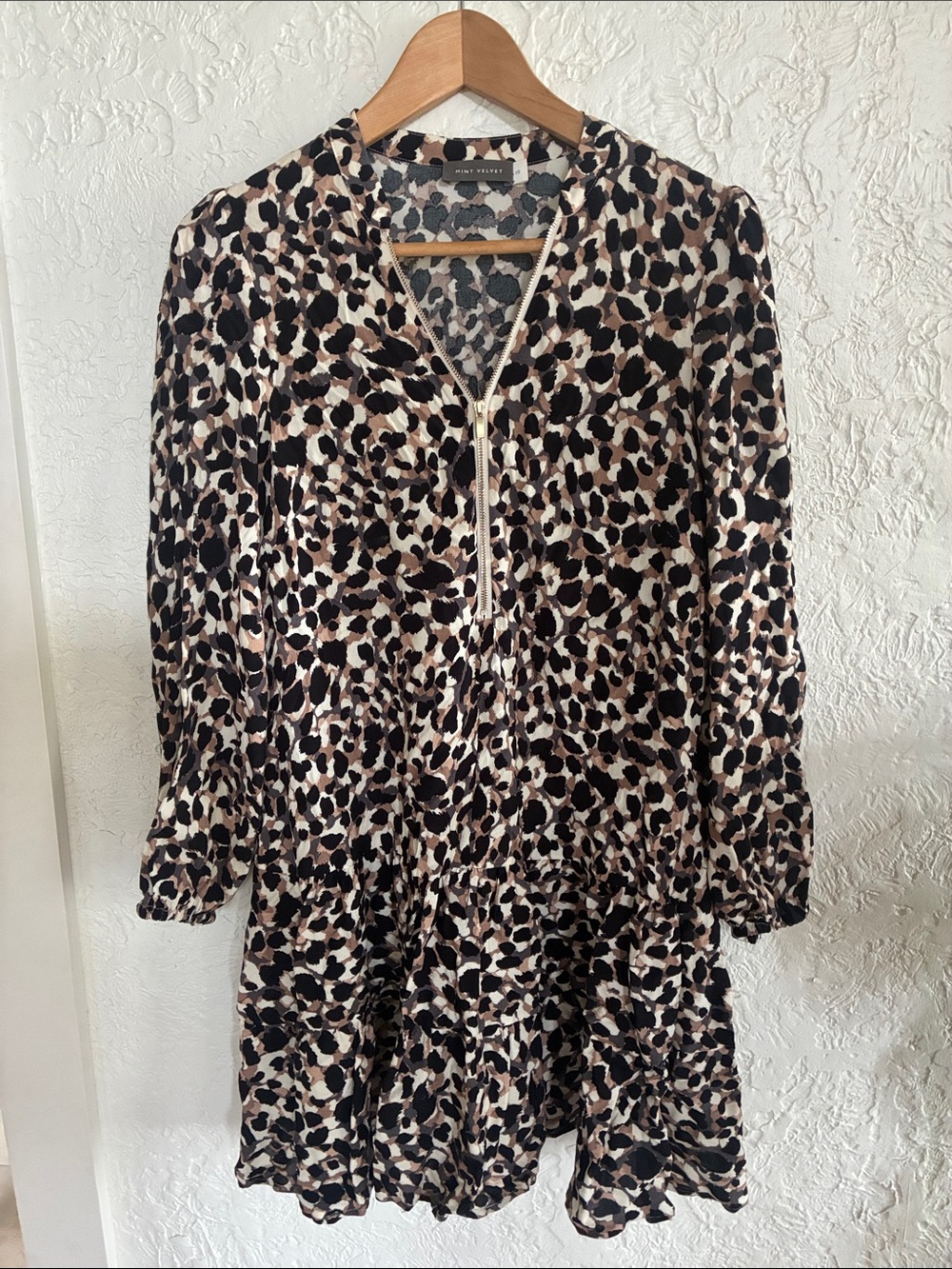 Mint Velvet- Leopard Print Tiered Dress - women’s UK 10. US 8